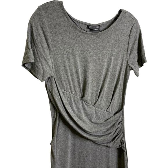 Metaphor Women's Dress Boho Short Sleeve A-Line Ruched Gray Scoop Neck Stretch S - Picture 4 of 5